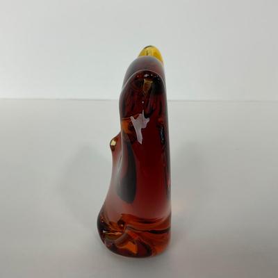 -56- VIKING | Mid Century Amber Owl | Paperweight