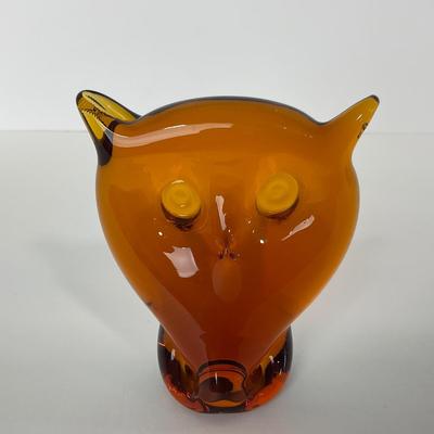 -56- VIKING | Mid Century Amber Owl | Paperweight
