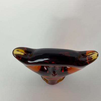 -56- VIKING | Mid Century Amber Owl | Paperweight