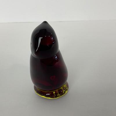 -58- TITAN ART GLASS | Red Amberina Cardinal Of Love Signed