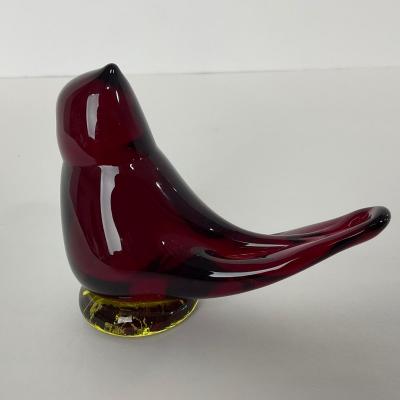 -58- TITAN ART GLASS | Red Amberina Cardinal Of Love Signed