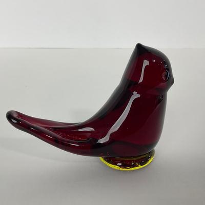 -58- TITAN ART GLASS | Red Amberina Cardinal Of Love Signed