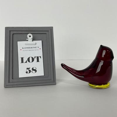 -58- TITAN ART GLASS | Red Amberina Cardinal Of Love Signed