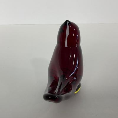 -58- TITAN ART GLASS | Red Amberina Cardinal Of Love Signed