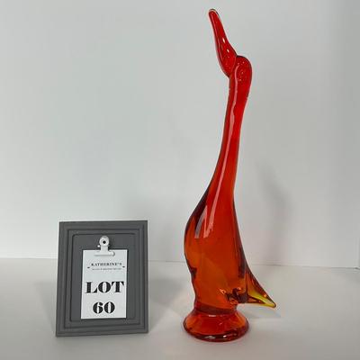 -60- VIKING | Mid Century Epic Orange Amberina Duck | Stretched Neck