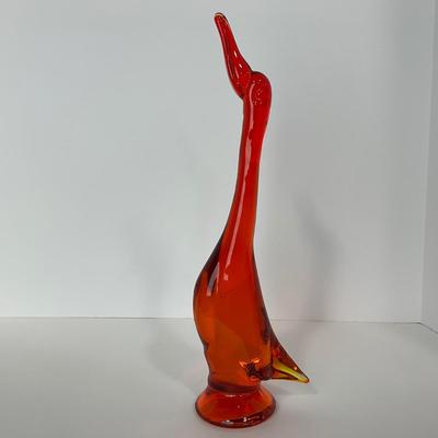-60- VIKING | Mid Century Epic Orange Amberina Duck | Stretched Neck