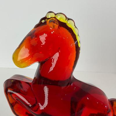-63- LE SMITH | Red Amberina Rearing Horse | Bookend