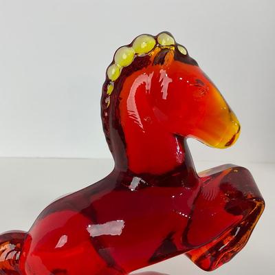 -63- LE SMITH | Red Amberina Rearing Horse | Bookend