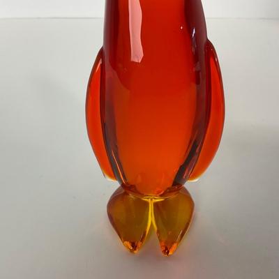 -74- VIKING | Mid Century Orange Red Amberina Penguin Figure