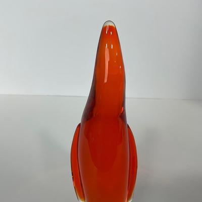 -74- VIKING | Mid Century Orange Red Amberina Penguin Figure