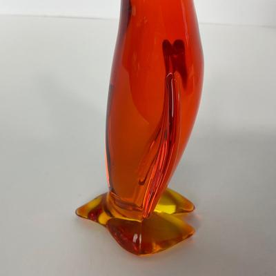 -74- VIKING | Mid Century Orange Red Amberina Penguin Figure