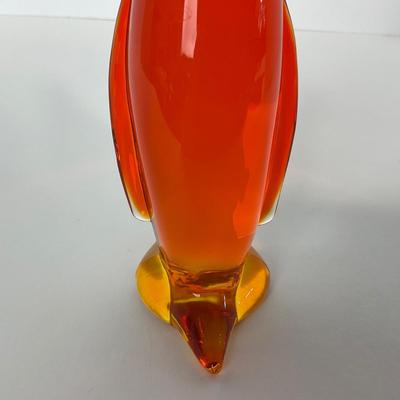 -74- VIKING | Mid Century Orange Red Amberina Penguin Figure