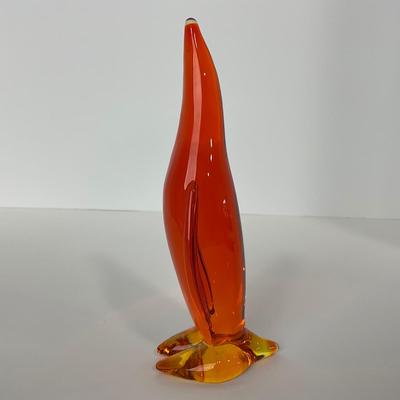 -74- VIKING | Mid Century Orange Red Amberina Penguin Figure