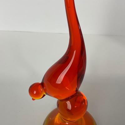 -75- VIKING | Mid Century Orange Red Amberina Long Tail Bird