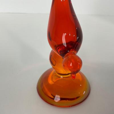 -75- VIKING | Mid Century Orange Red Amberina Long Tail Bird