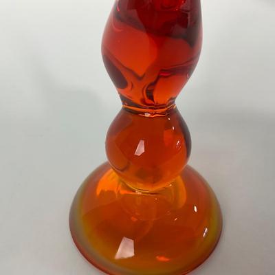 -75- VIKING | Mid Century Orange Red Amberina Long Tail Bird