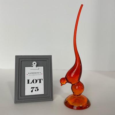 -75- VIKING | Mid Century Orange Red Amberina Long Tail Bird