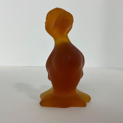 -77- FOSTORIA | Crystal Frosted Amber Momma Duck & Ducklings