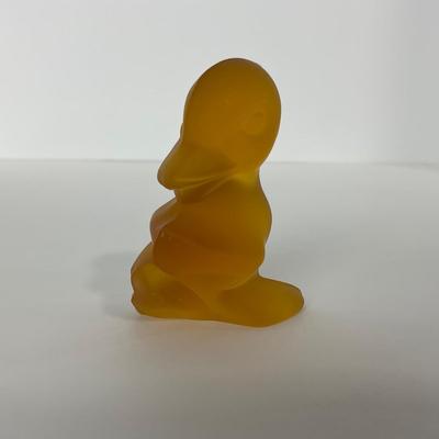 -77- FOSTORIA | Crystal Frosted Amber Momma Duck & Ducklings