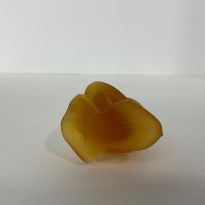 -77- FOSTORIA | Crystal Frosted Amber Momma Duck & Ducklings