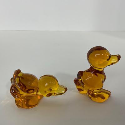 -78- FOSTORIA | Crystal Amber Momma Duck & Ducklings