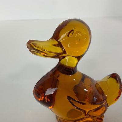 -78- FOSTORIA | Crystal Amber Momma Duck & Ducklings