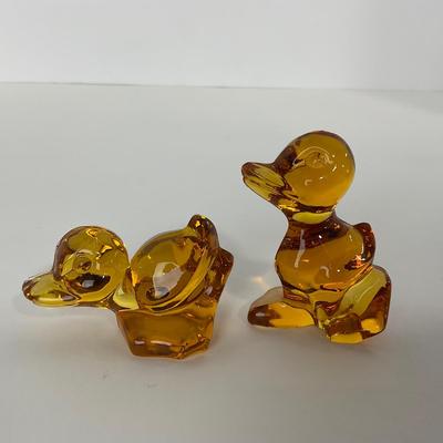 -78- FOSTORIA | Crystal Amber Momma Duck & Ducklings