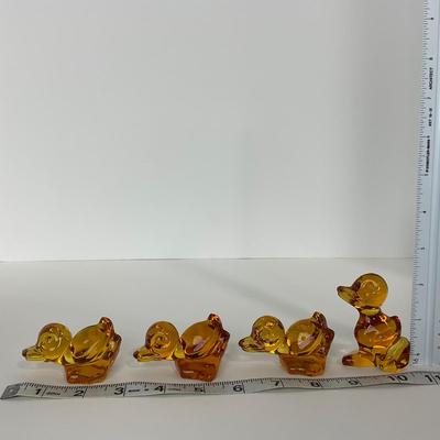 -78- FOSTORIA | Crystal Amber Momma Duck & Ducklings