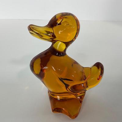 -78- FOSTORIA | Crystal Amber Momma Duck & Ducklings