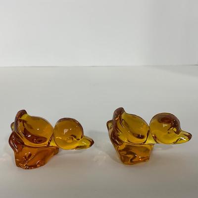 -78- FOSTORIA | Crystal Amber Momma Duck & Ducklings