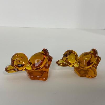 -78- FOSTORIA | Crystal Amber Momma Duck & Ducklings