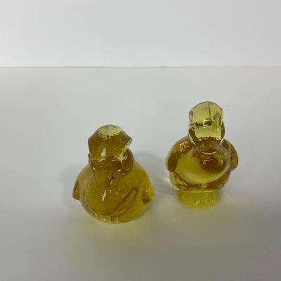 -80- HEISEY | By Imperial Sunshine Yellow Momma Wood Duck & Ducklings | Marked