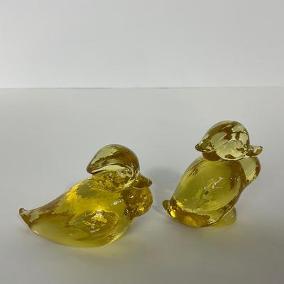 -80- HEISEY | By Imperial Sunshine Yellow Momma Wood Duck & Ducklings | Marked
