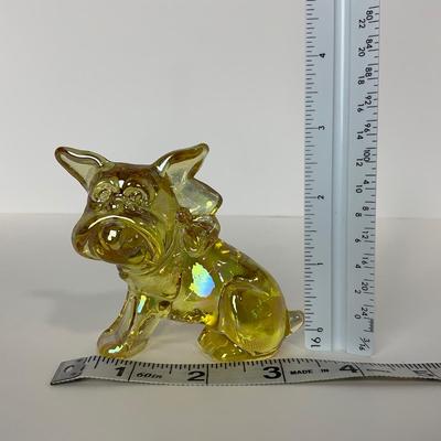 -82- IMPERIAL | Marked Yellow Iridescent Bulldog | Small Amber Bulldog