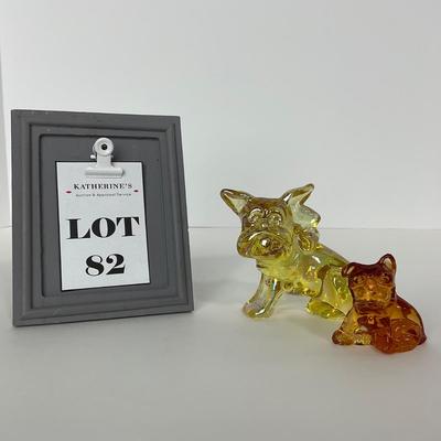 -82- IMPERIAL | Marked Yellow Iridescent Bulldog | Small Amber Bulldog