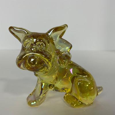 -82- IMPERIAL | Marked Yellow Iridescent Bulldog | Small Amber Bulldog