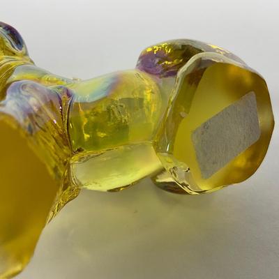 -82- IMPERIAL | Marked Yellow Iridescent Bulldog | Small Amber Bulldog