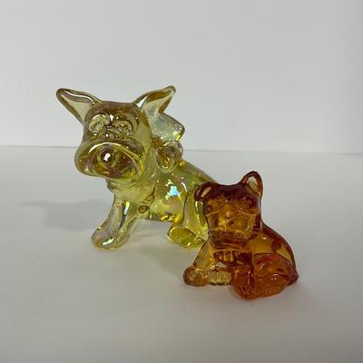 -82- IMPERIAL | Marked Yellow Iridescent Bulldog | Small Amber Bulldog