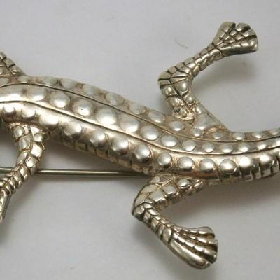 Vintage Figural Sterling Silver Lizard Pin