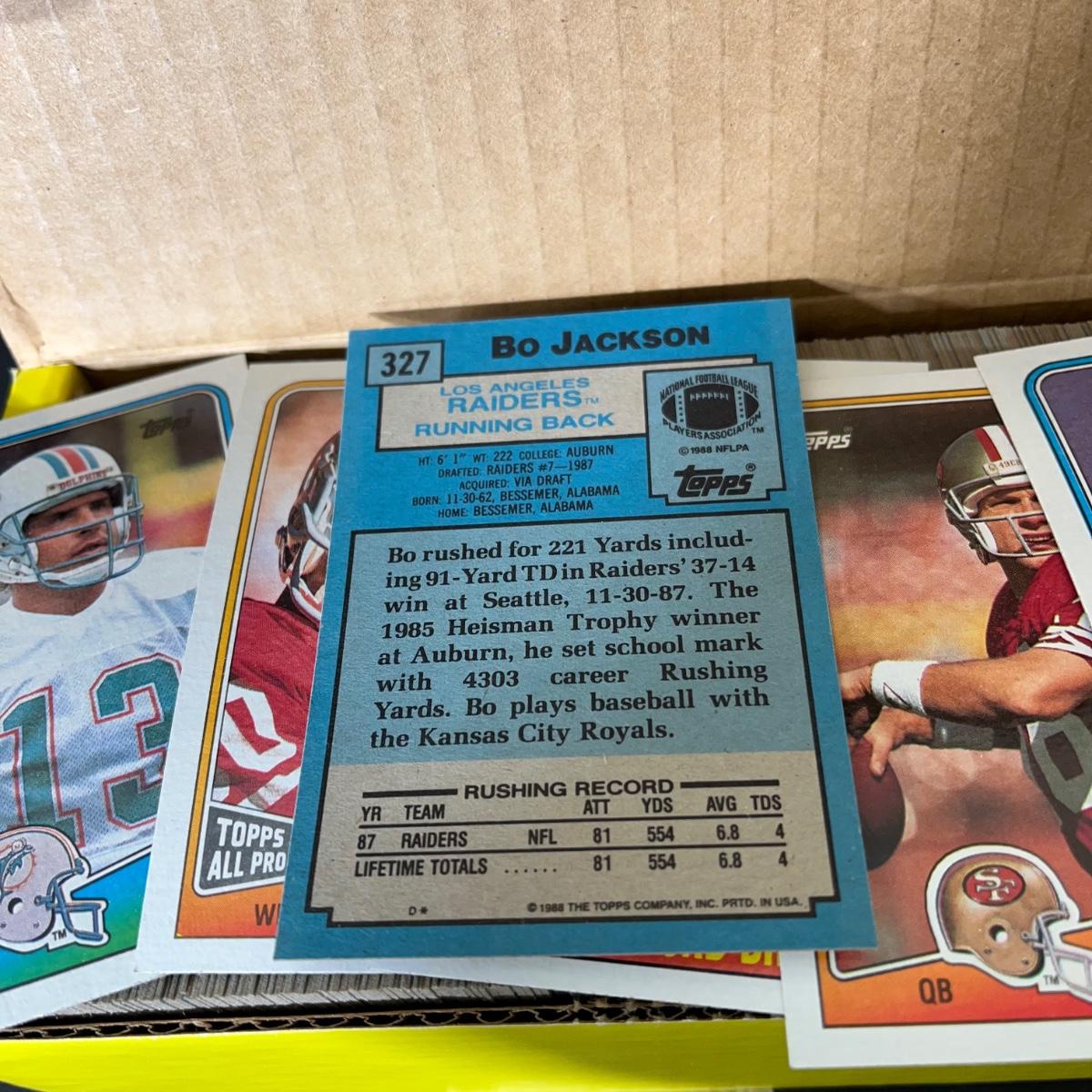 LOT 173U: Complete Set 1988 Topps NFL Football Cards with Bo Jackson ...