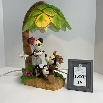 -18- HOME | Disney Mickey & Minnie Hawaiian Hula Palm Tree Table Lamp