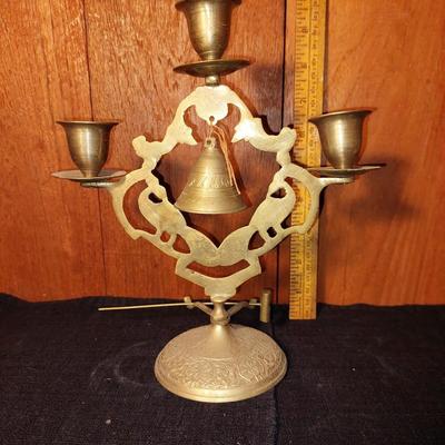 Brass ceremony candle stick with bell
