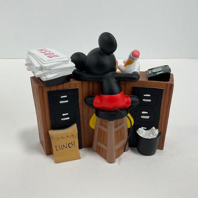 -57- CLOCK | Disney World Mickey Mouse Sleeping Wood Desk Clock
