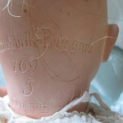 22" PORZELLANFABRIK BURGGRUB 769 5 GERMANY DOLL - Antique Original - as seen- human hair wig