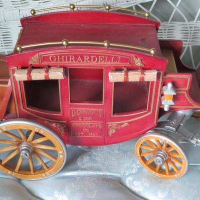 Vintage D Ghirardelli & Sons Chocolate Co Red Gold Stage Coach Wagon