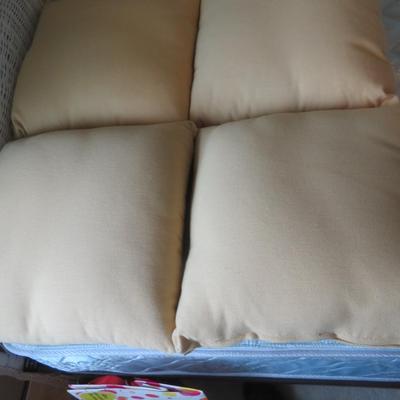 Lot of Four Yellow Pillows / Cushions.