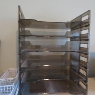 Desk Top Organizer Stackable 6 Tier Black Plastic Desk Organizer Tray Set, All Seen In Photos.