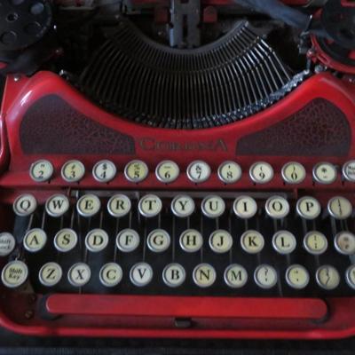 Bright Cherry Red Corona Portable Typewriter Colored Smith Corona W Case 1920s30 -Bright Cherry Red Corona