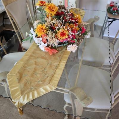 Formal Dining Room Table with Glass Top - 4 Chairs