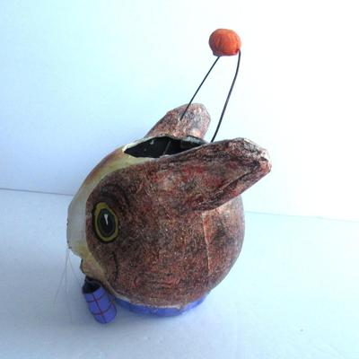 Contemporart Paper Mache Rabbit Head Easter Pail